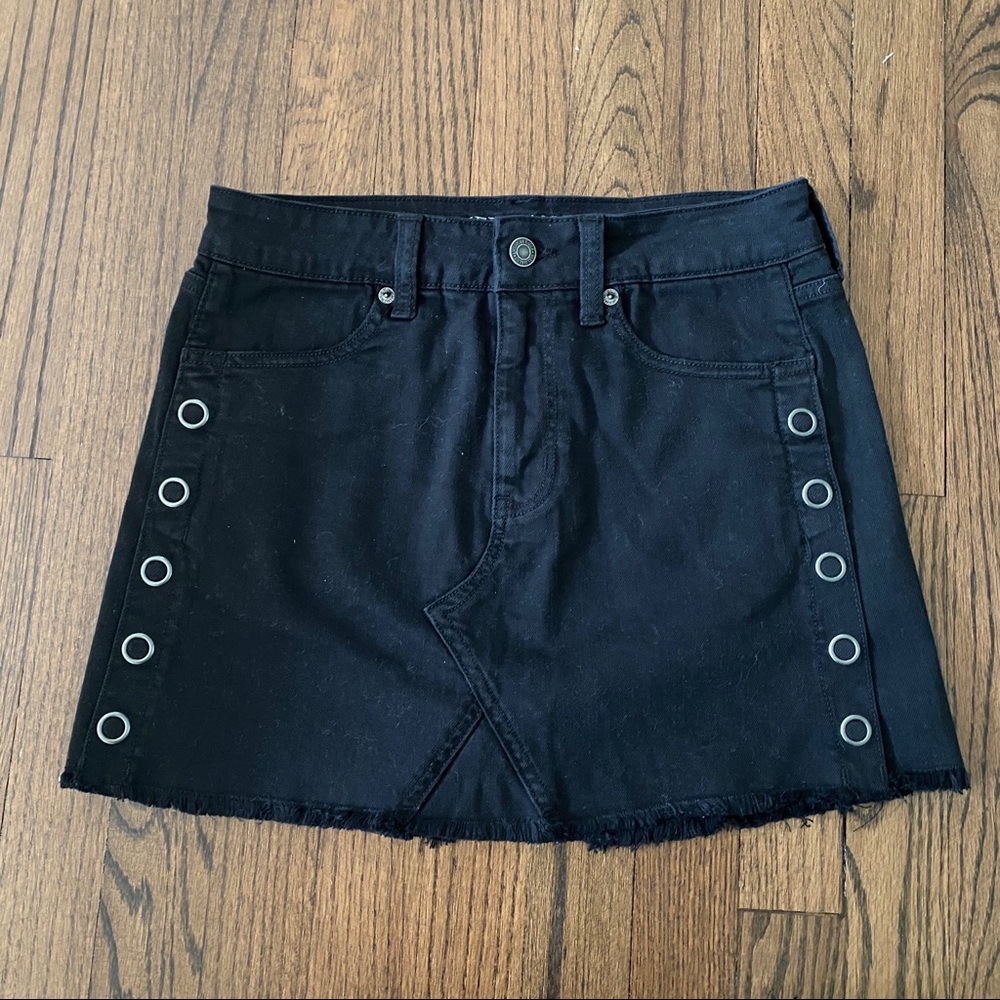 American Eagle High Waisted Black Denim Skirt